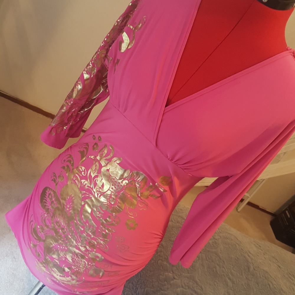 Young Blood pink and gold dress size S/M